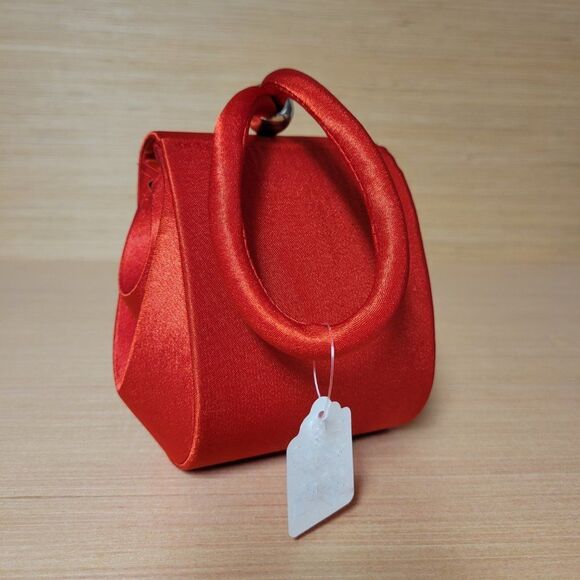 RHINESTONE Embellished Red Evening Clutch Purse Wristlet - Picture 6 of 7